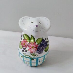 Vintage  Laurie Gates Mouse Cheese Shaker Floral Flowers Sugar Parmesan 90s